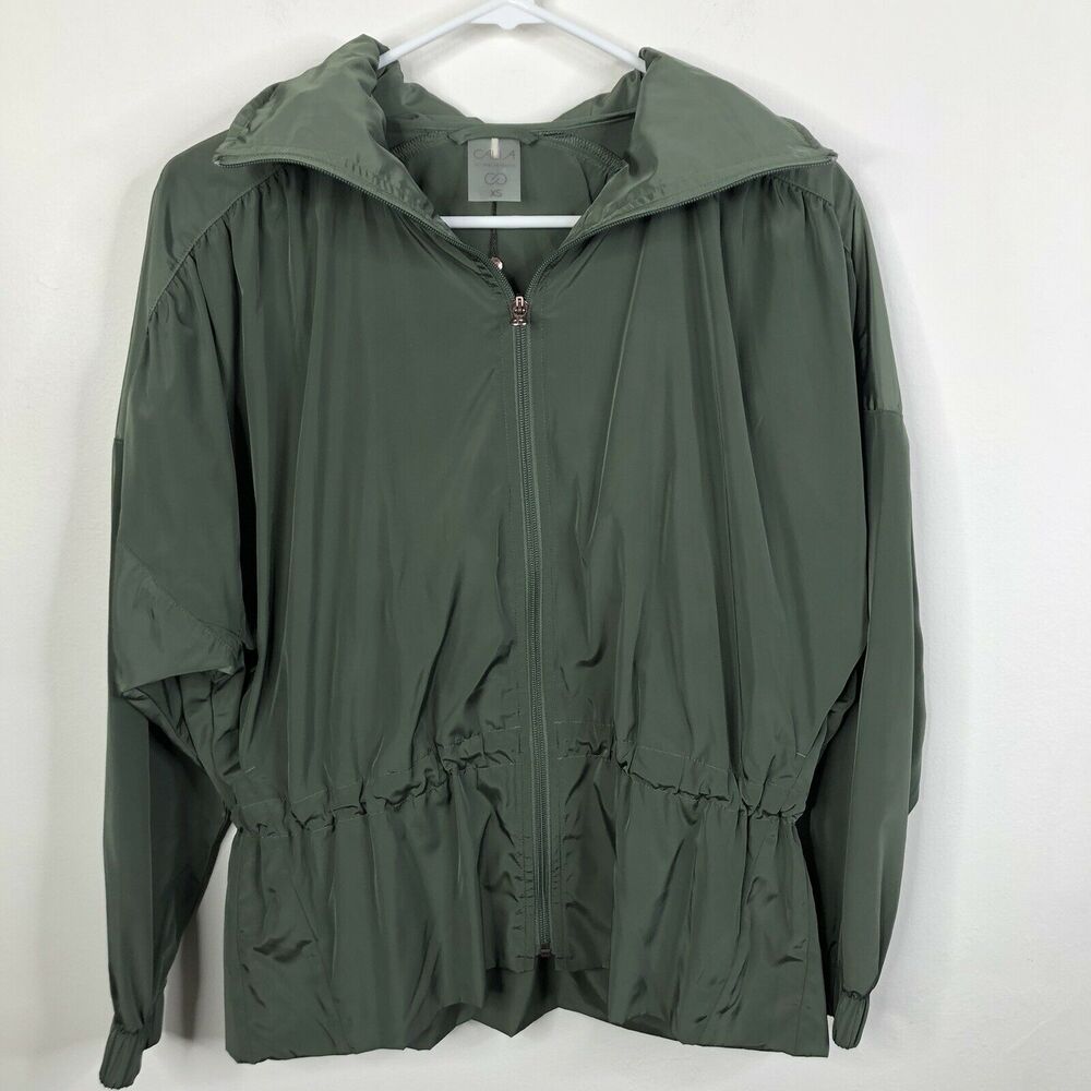 NEW CALIA by Carrie Underwood Anywhere Woven Ruched Jacket Olive Thyme Size XS